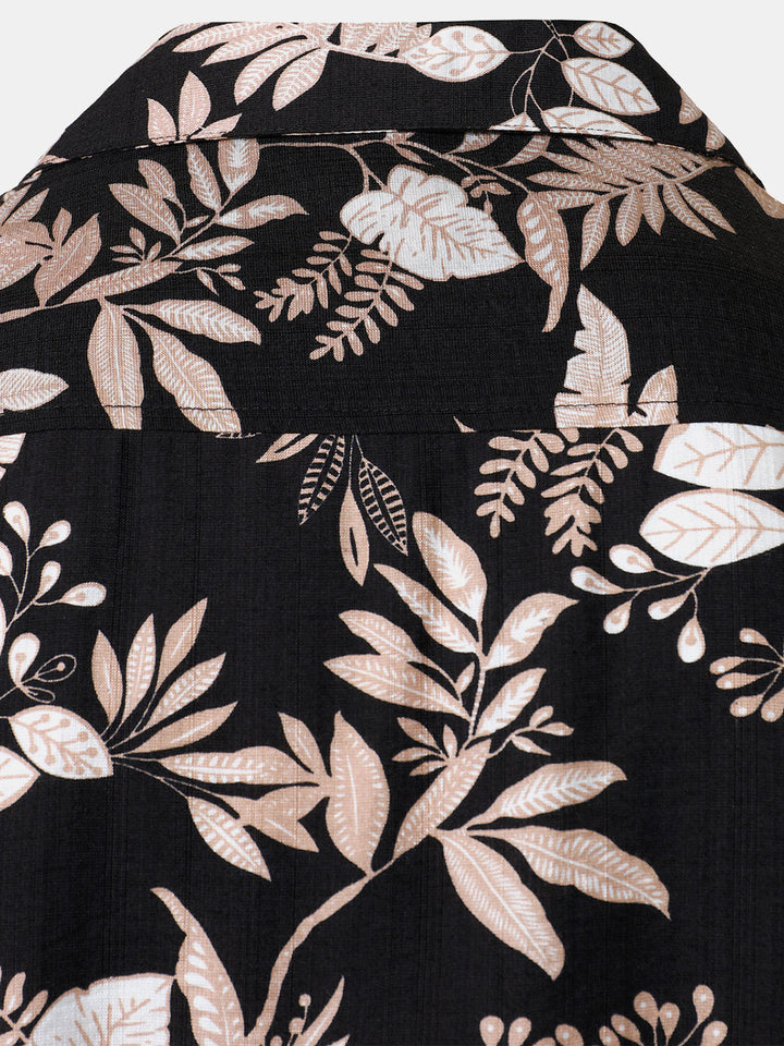 Chemise Homme Manches Courtes Plage Été à Imprimé Feuilles Tropicales