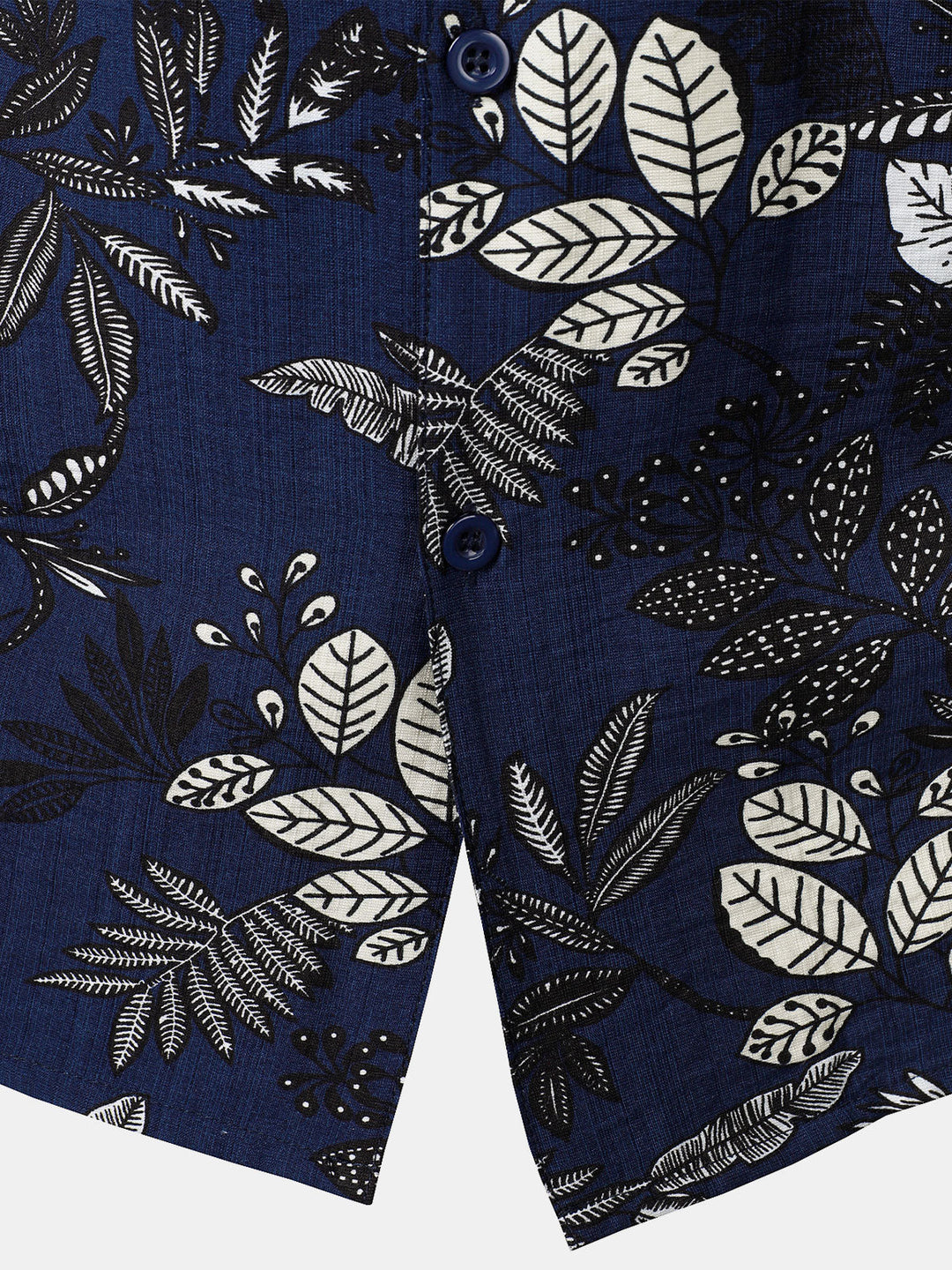 Chemise Hawaïenne Homme Bleu Marine à Imprimé Feuilles Tropicales Décontractée
