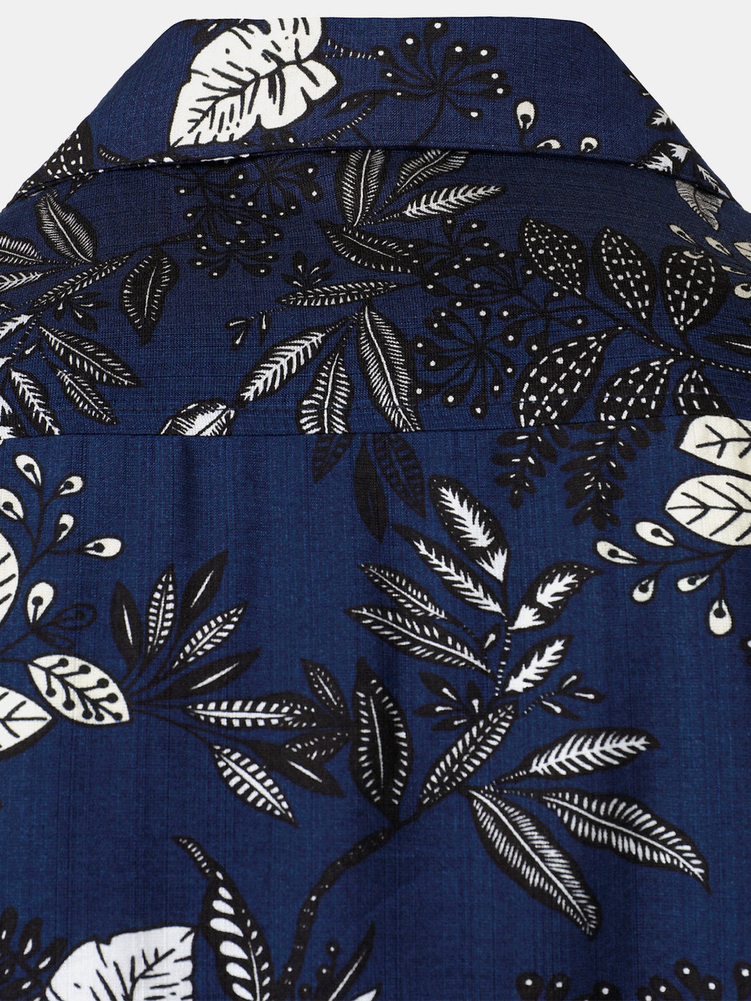 Chemise Hawaïenne Homme Bleu Marine à Imprimé Feuilles Tropicales Décontractée