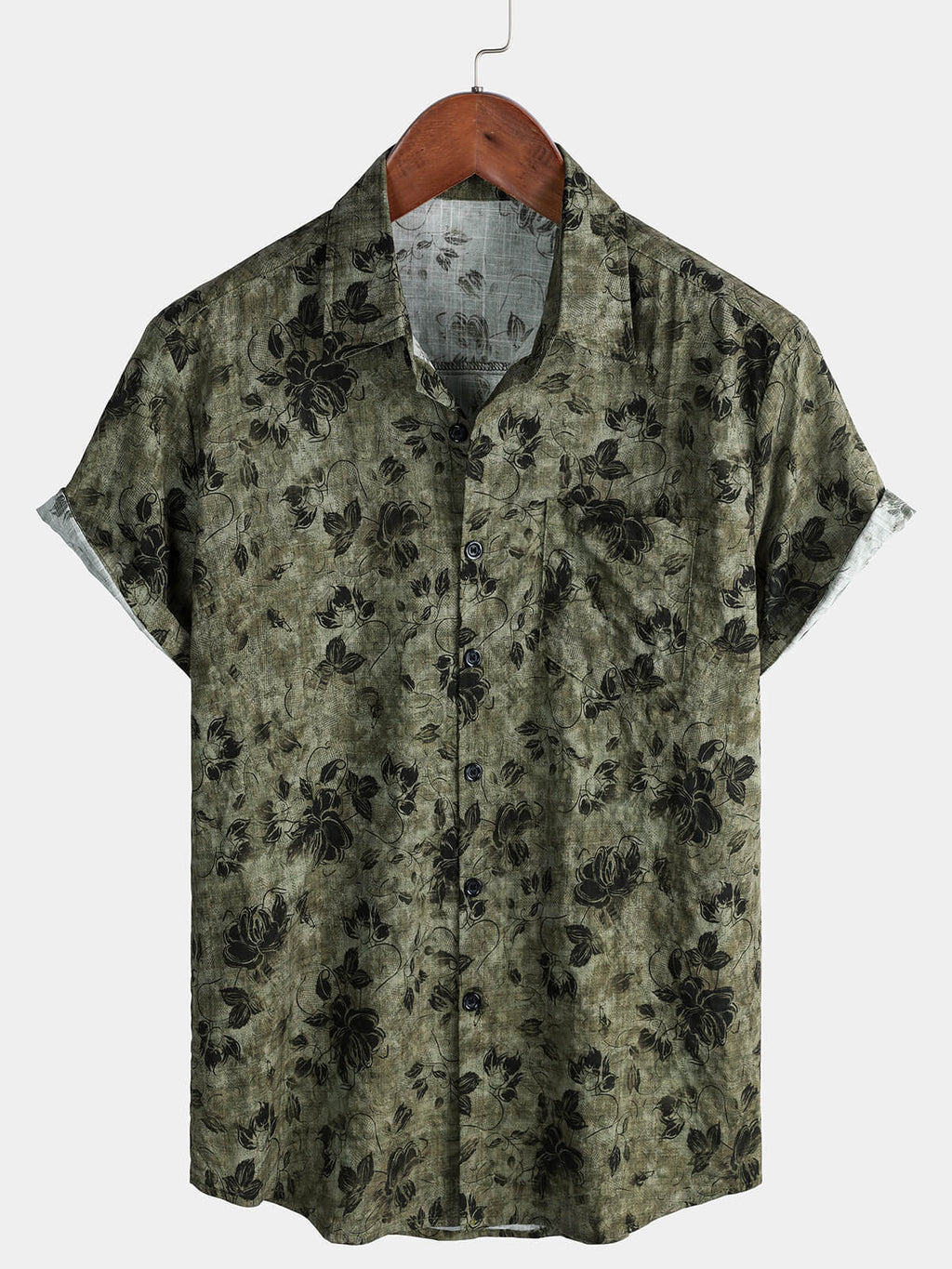 Chemise de villégiature à manches courtes et poches à imprimé floral pour homme