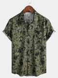 Chemise de villégiature à manches courtes et poches à imprimé floral pour homme
