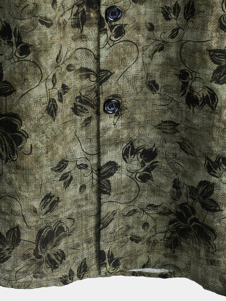 Chemise de villégiature à manches courtes et poches à imprimé floral pour homme