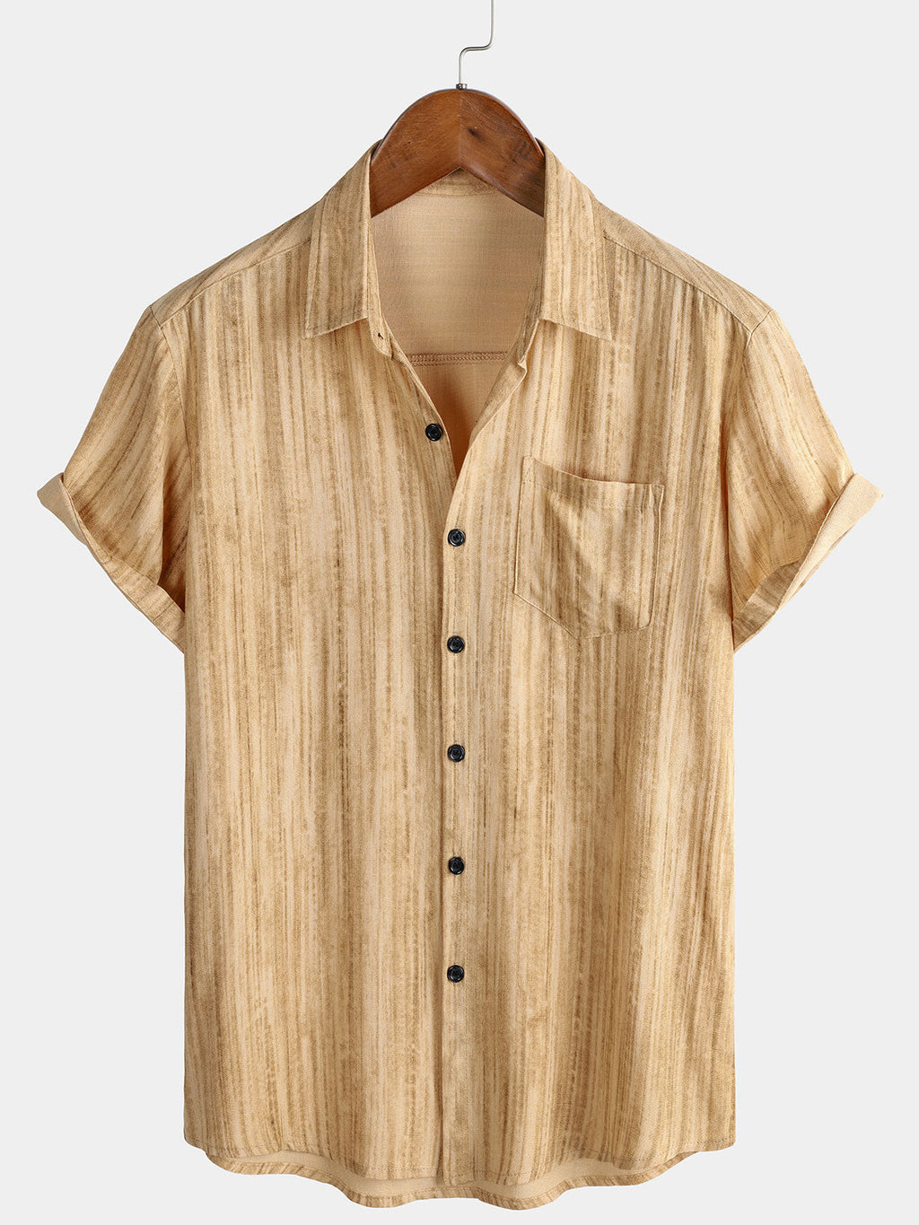 Chemise kaki respirante à manches courtes et poches pour homme