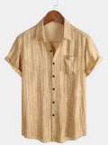 Chemise kaki respirante à manches courtes et poches pour homme