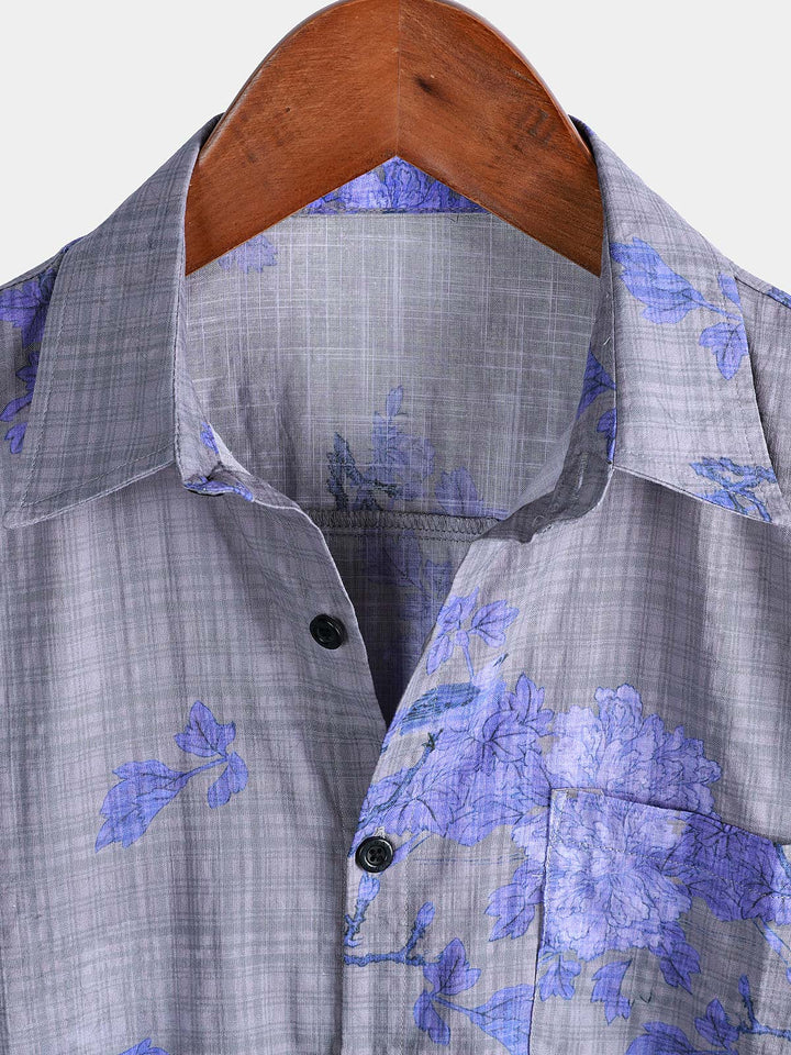 Chemise hawaïenne respirante à manches courtes et imprimé floral pour homme
