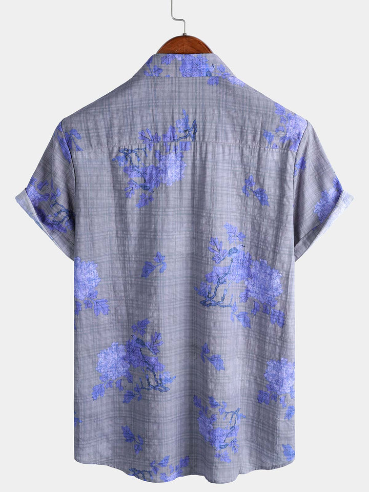 Chemise hawaïenne respirante à manches courtes et imprimé floral pour homme
