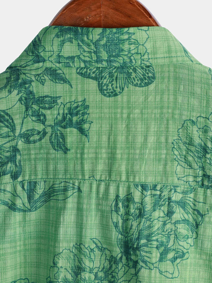 Chemise hawaïenne respirante à manches courtes et imprimé floral pour homme