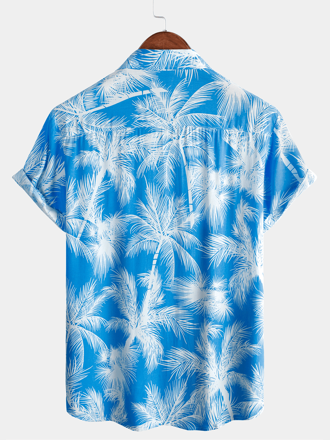 Chemise homme manches courtes imprimé tropical bleu style plage