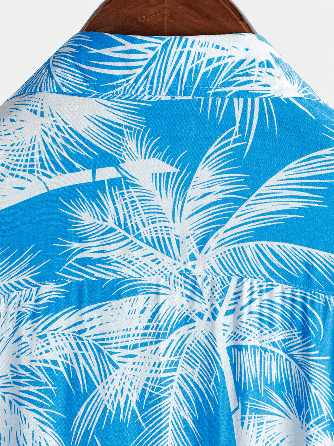 Chemise homme manches courtes imprimé tropical bleu style plage
