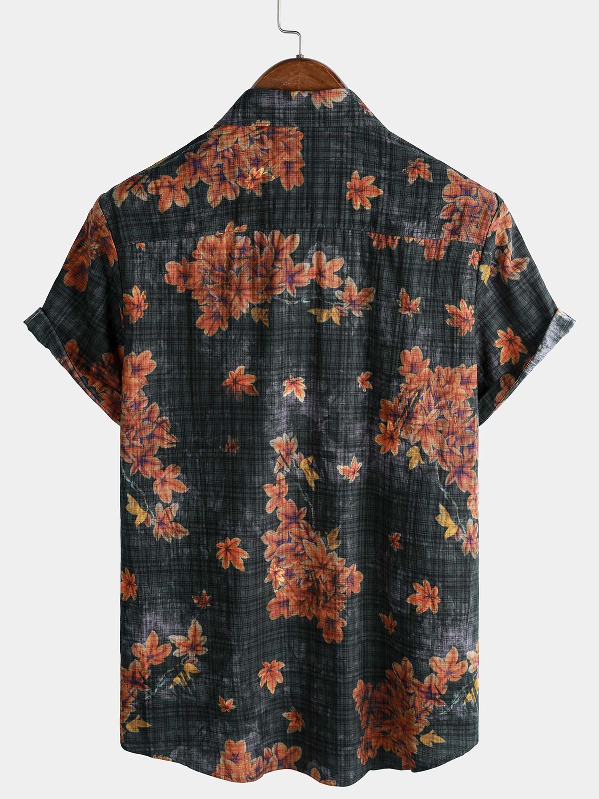 Chemise hawaïenne respirante à manches courtes et imprimé feuilles pour homme