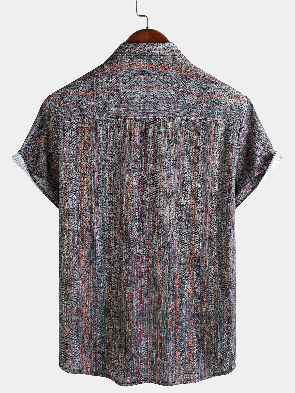 Chemise d'été boutonnée à manches courtes pour homme, style vintage