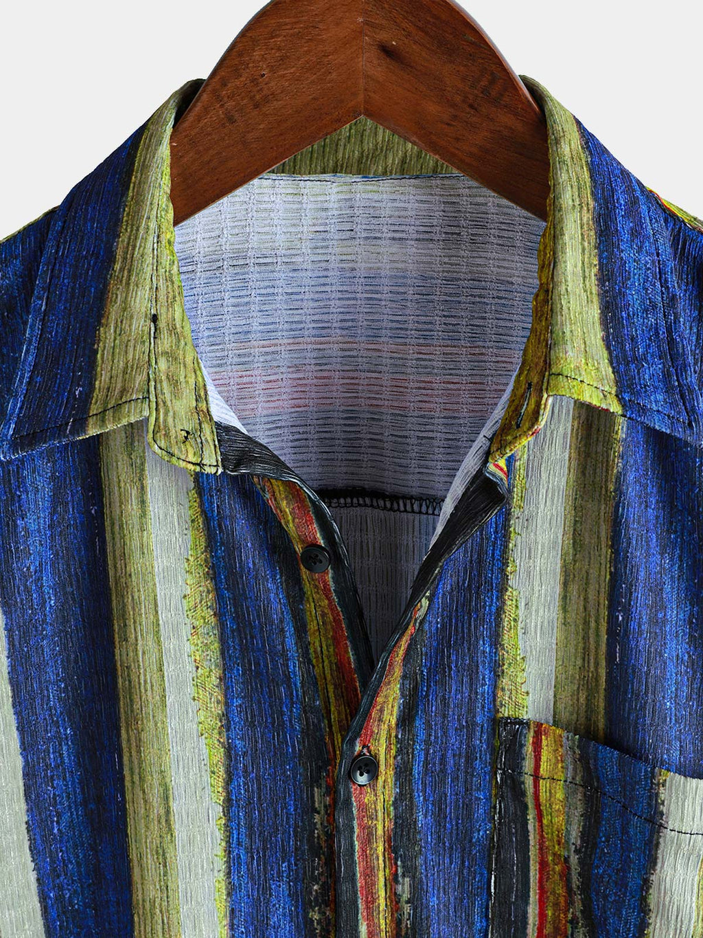 Chemise d'été à manches courtes pour homme, style vintage, rayée jaune