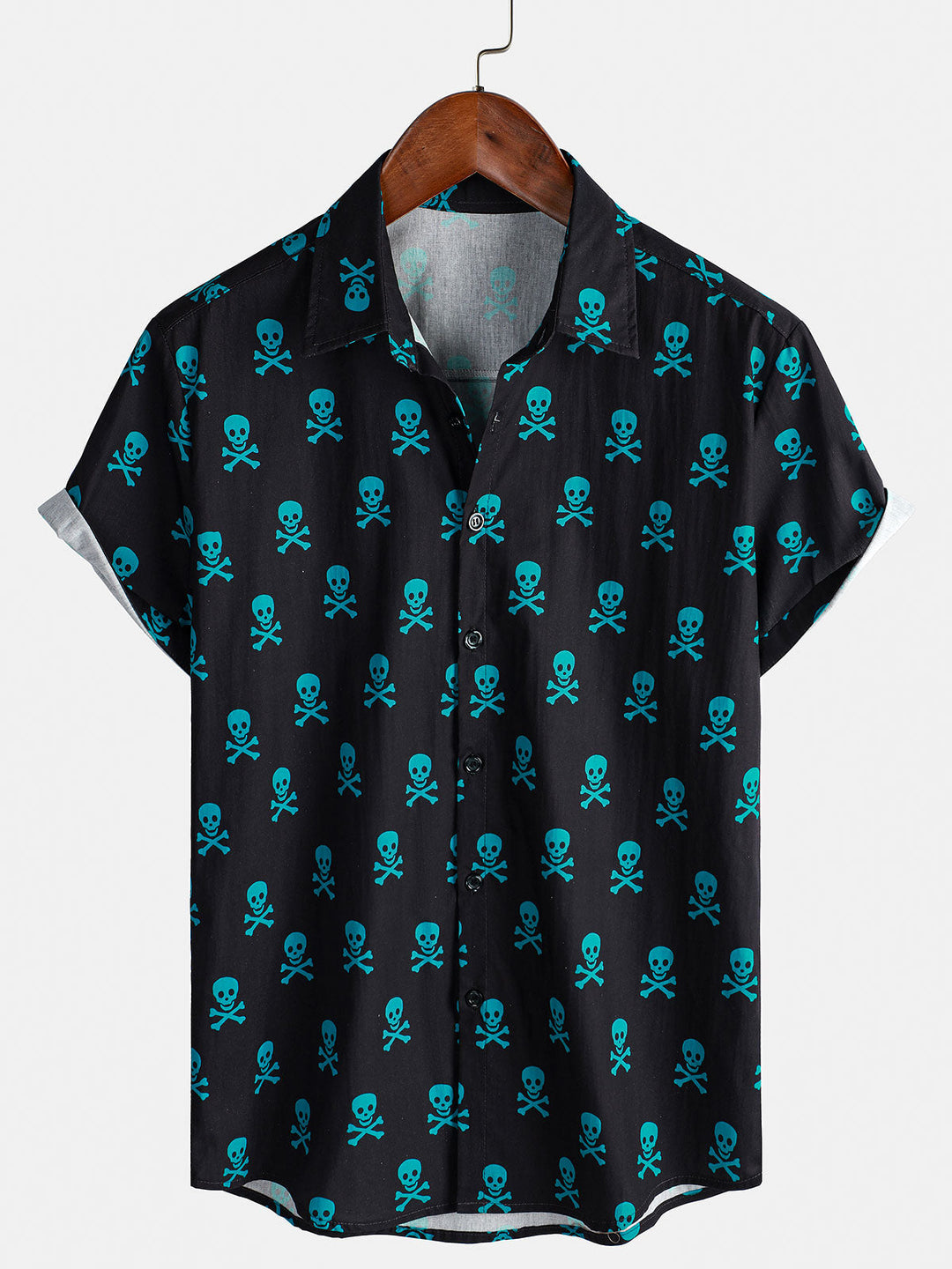 Chemise à manches courtes pour hommes, crâne Punk Rock, vacances plage, coton respirant, Cool, été