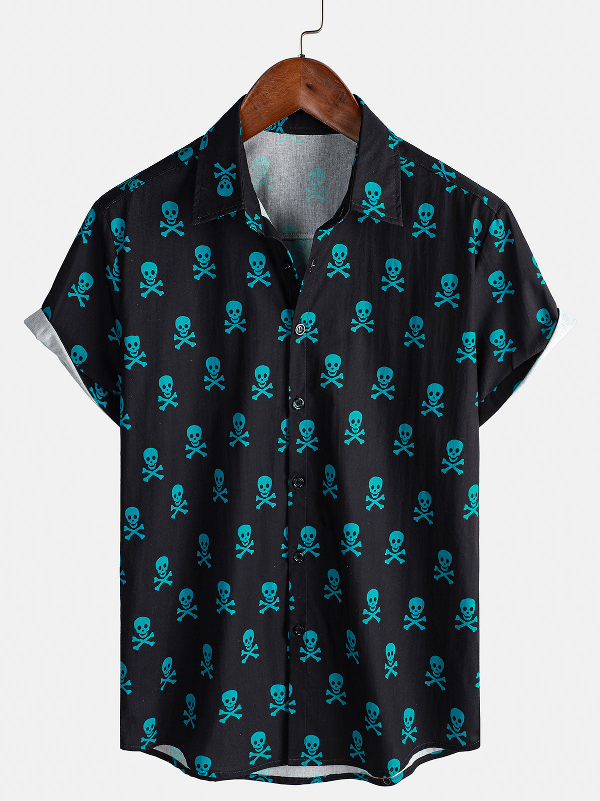 Chemise à manches courtes pour hommes, crâne Punk Rock, vacances plage, coton respirant, Cool, été