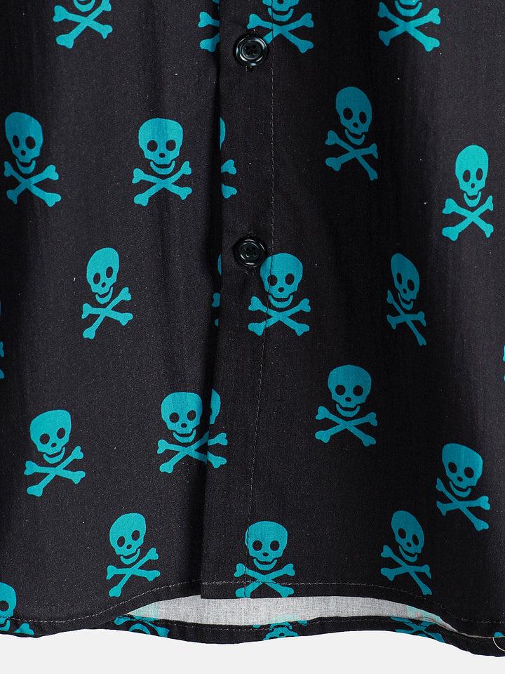 Chemise à manches courtes pour hommes, crâne Punk Rock, vacances plage, coton respirant, Cool, été