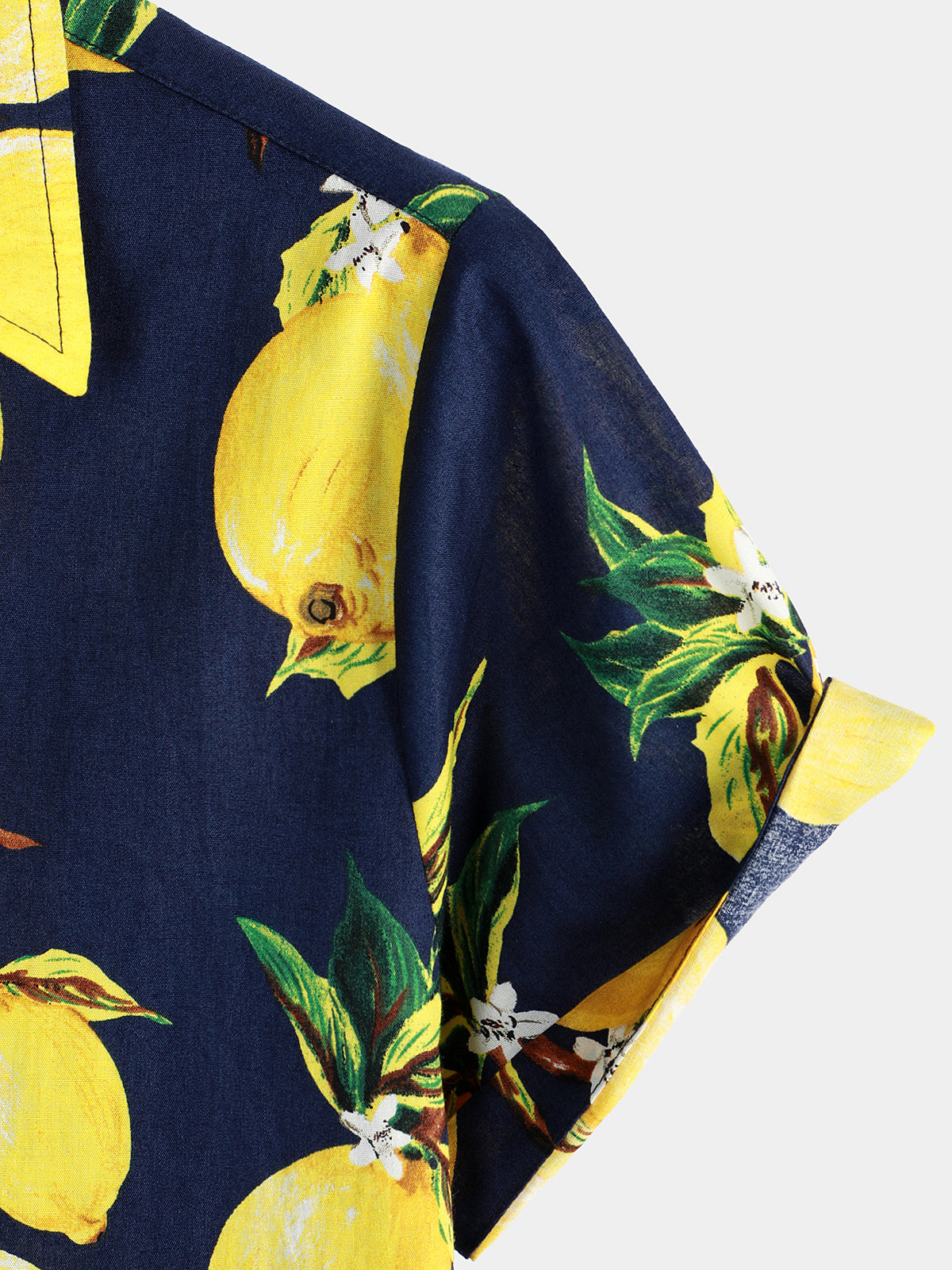 Chemise à manches courtes de vacances d'été de plage hawaïenne à imprimé citron tropical pour hommes