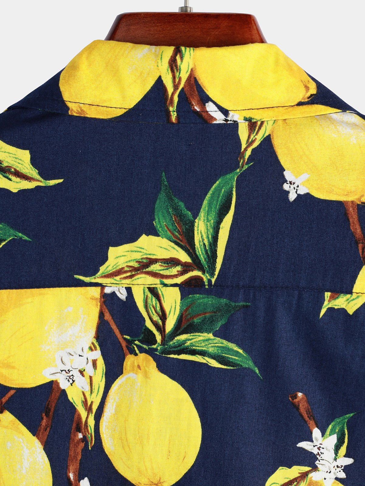 Chemise à manches courtes de vacances d'été de plage hawaïenne à imprimé citron tropical pour hommes