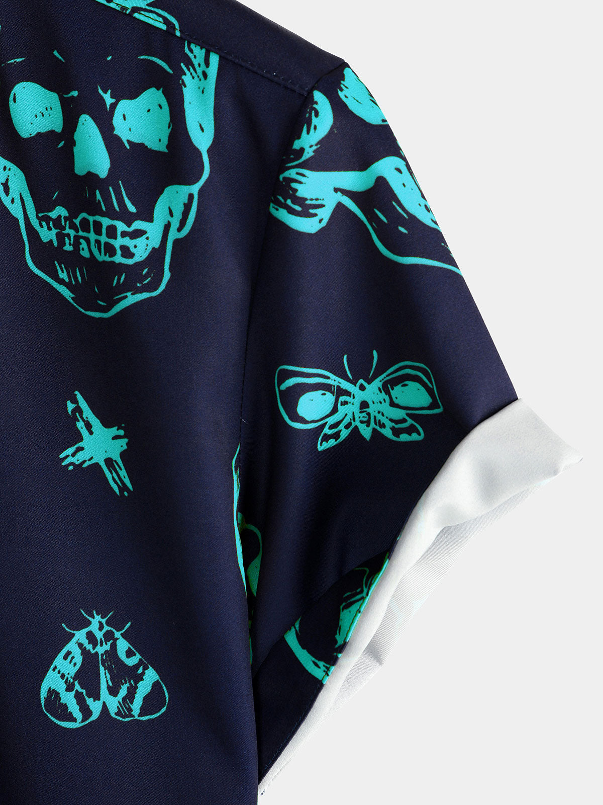 Chemise hawaïenne Aloha à manches courtes pour hommes, imprimé tête de mort bleue, bouton graphique artistique