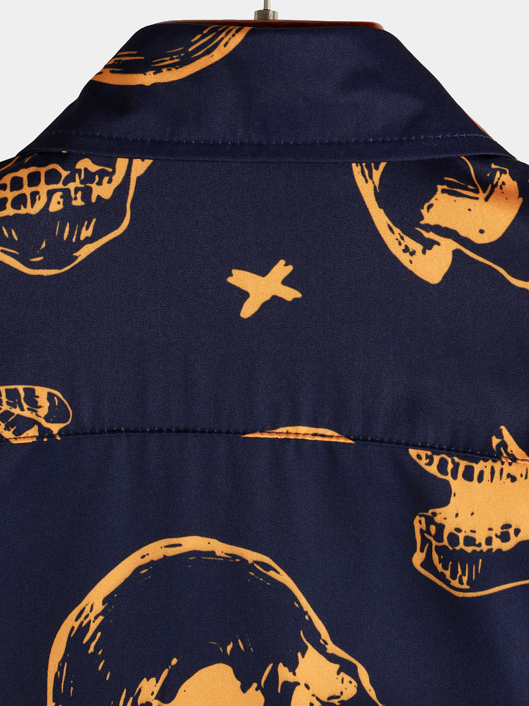Chemise hawaïenne Aloha à manches courtes avec imprimé tête de mort orange pour homme