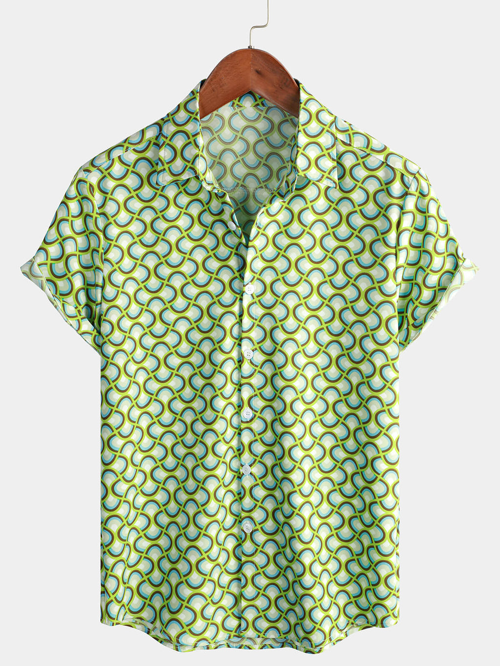 Chemise à Manches Courtes Verte Fraîche d'Été pour Homme