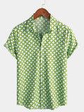 Chemise à Manches Courtes Verte Fraîche d'Été pour Homme