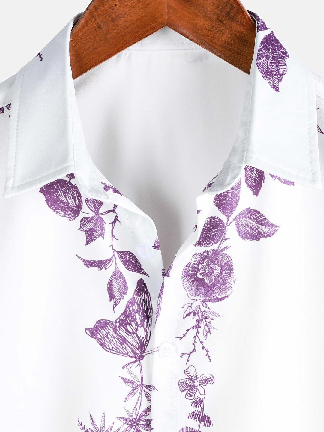 Chemise hawaïenne à manches courtes et col décontracté pour homme, imprimé floral violet, à boutons, pour l&
