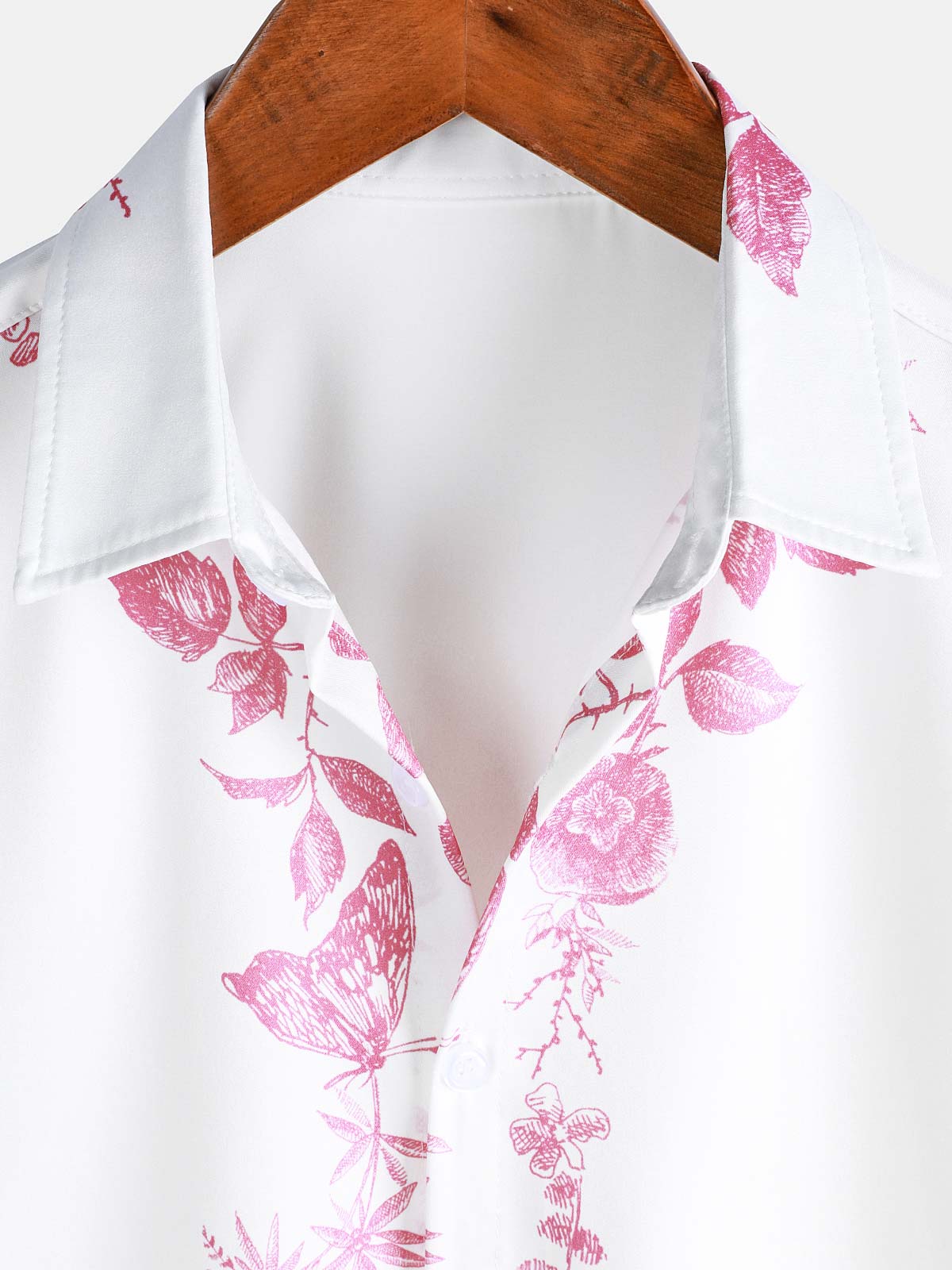 Chemise hawaïenne à manches courtes et col décontracté pour homme, imprimé floral rose, à boutons, pour l'été et la plage