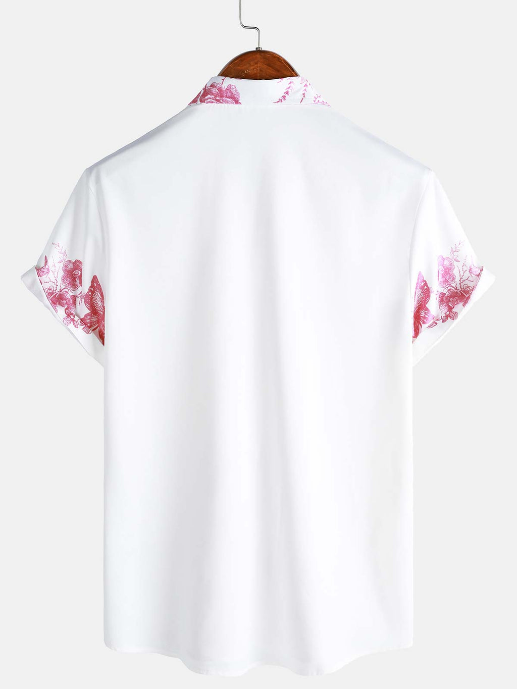 Chemise hawaïenne à manches courtes et col décontracté pour homme, imprimé floral rose, à boutons, pour l'été et la plage