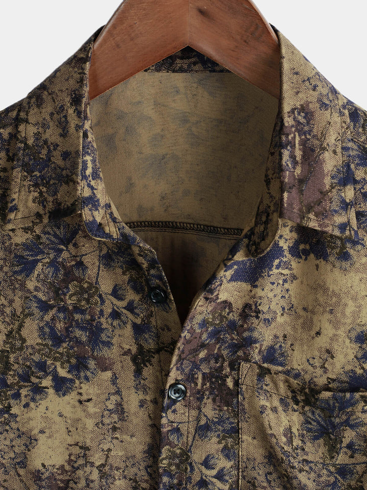 Chemise Vintage décontractée à manches courtes pour hommes, imprimé Floral rétro