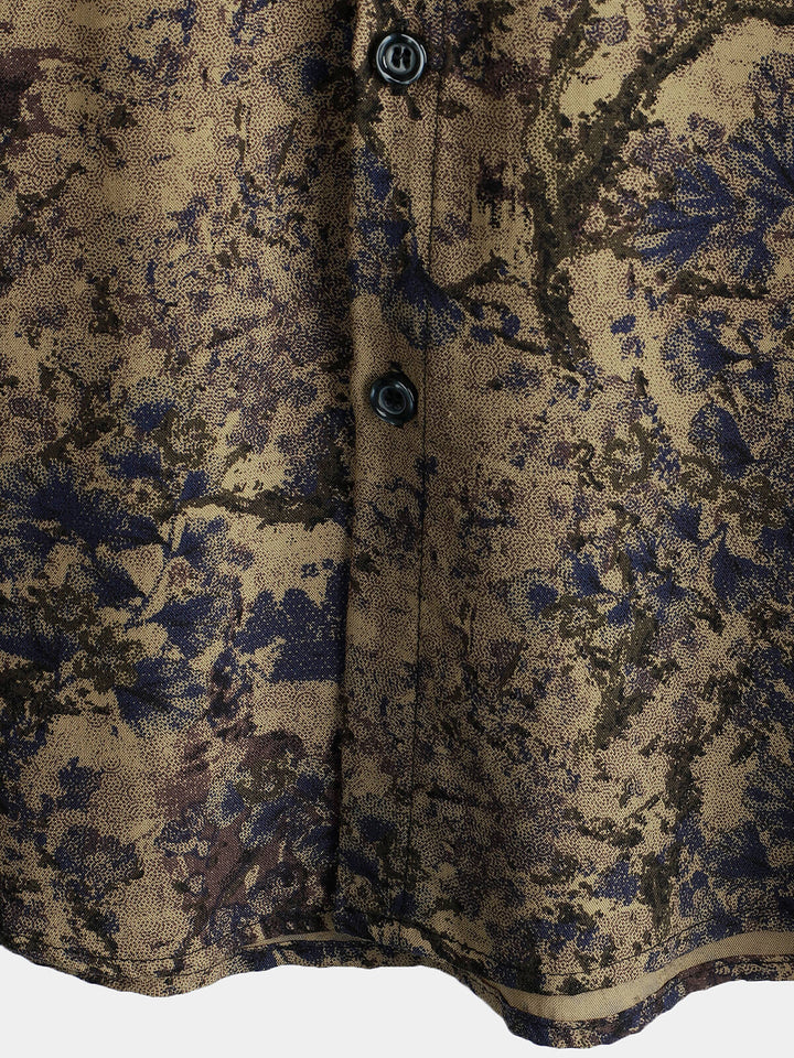 Chemise Vintage décontractée à manches courtes pour hommes, imprimé Floral rétro