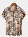 Chemise Casual Rétro à Boutons avec Imprimé Floral pour Homme