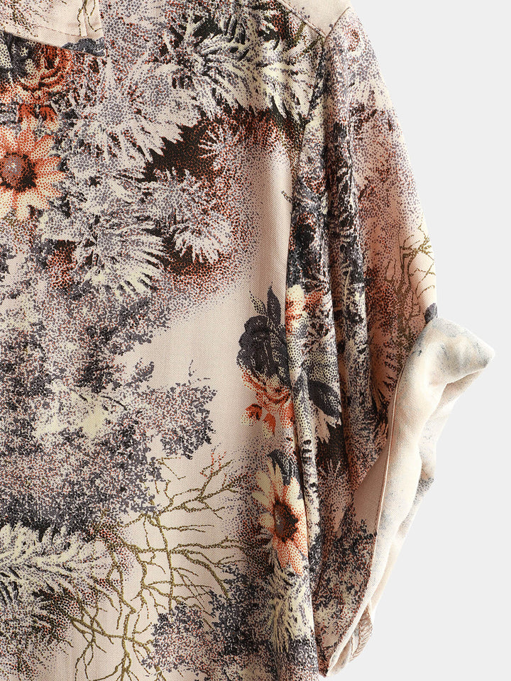 Chemise boutonnée de vacances à manches courtes et imprimé floral pour hommes
