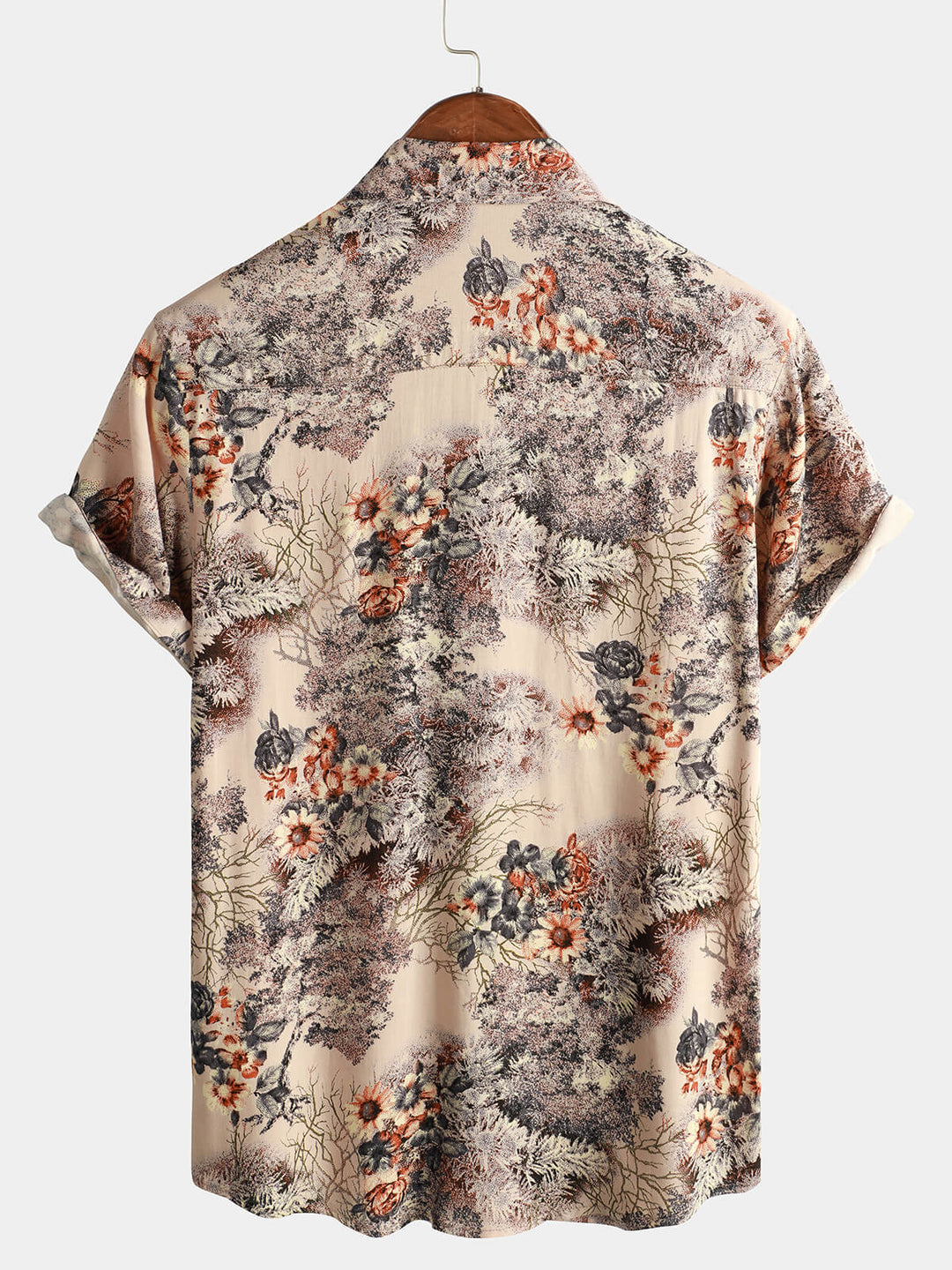 Chemise boutonnée de vacances à manches courtes et imprimé floral pour hommes