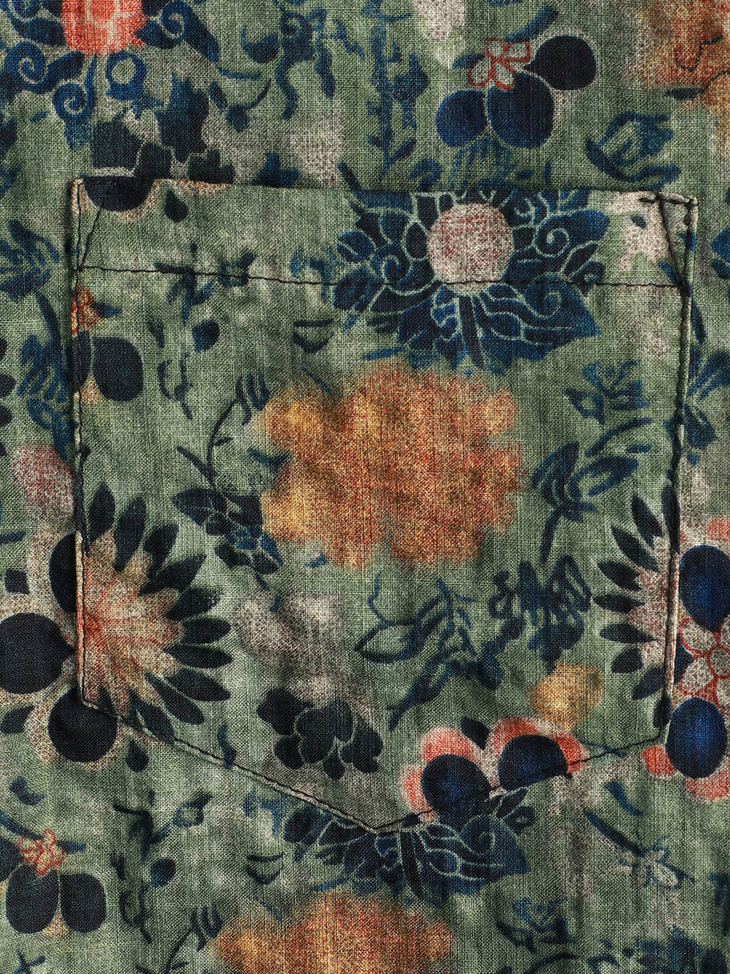 Chemise hawaïenne en coton vert à manches courtes pour hommes, imprimé floral vintage