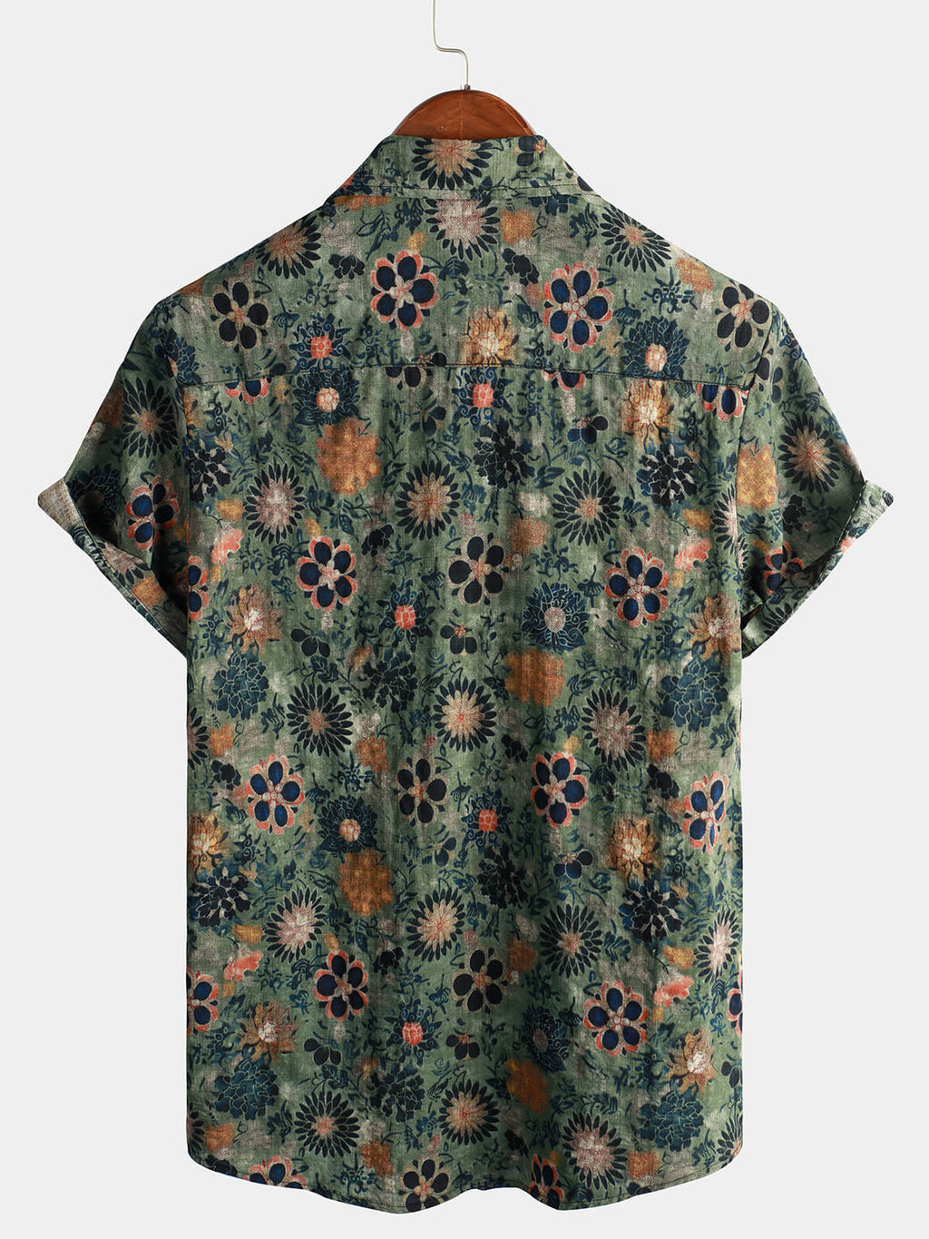 Chemise à Manches Courtes Casual Vintage avec Imprimé Floral pour Homme
