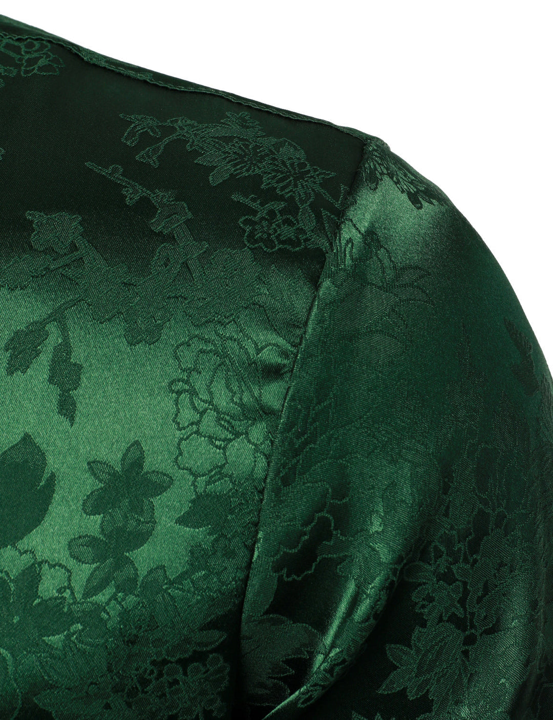 Chemise boutonnée à manches longues en satin brillant et jacquard floral pour homme