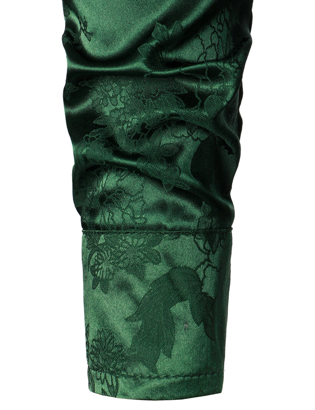 Chemise boutonnée à manches longues en satin brillant et jacquard floral pour homme