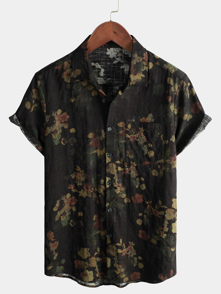 Chemise de plage décontractée en coton à manches courtes pour hommes