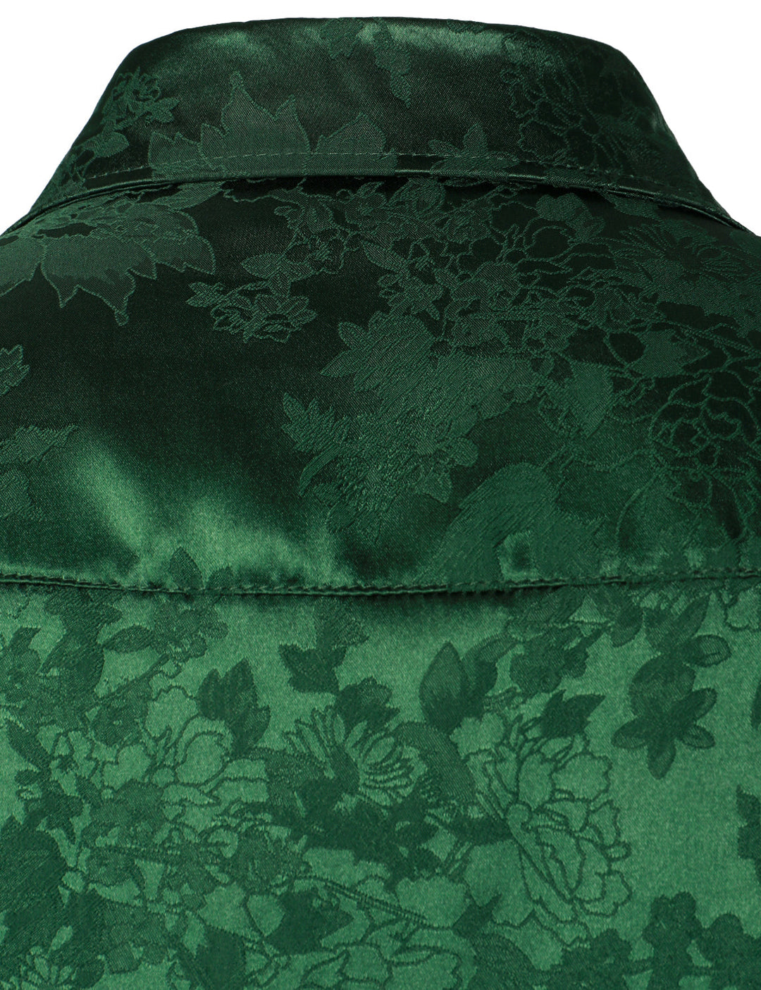 Chemise boutonnée à manches longues en satin brillant et jacquard floral pour homme