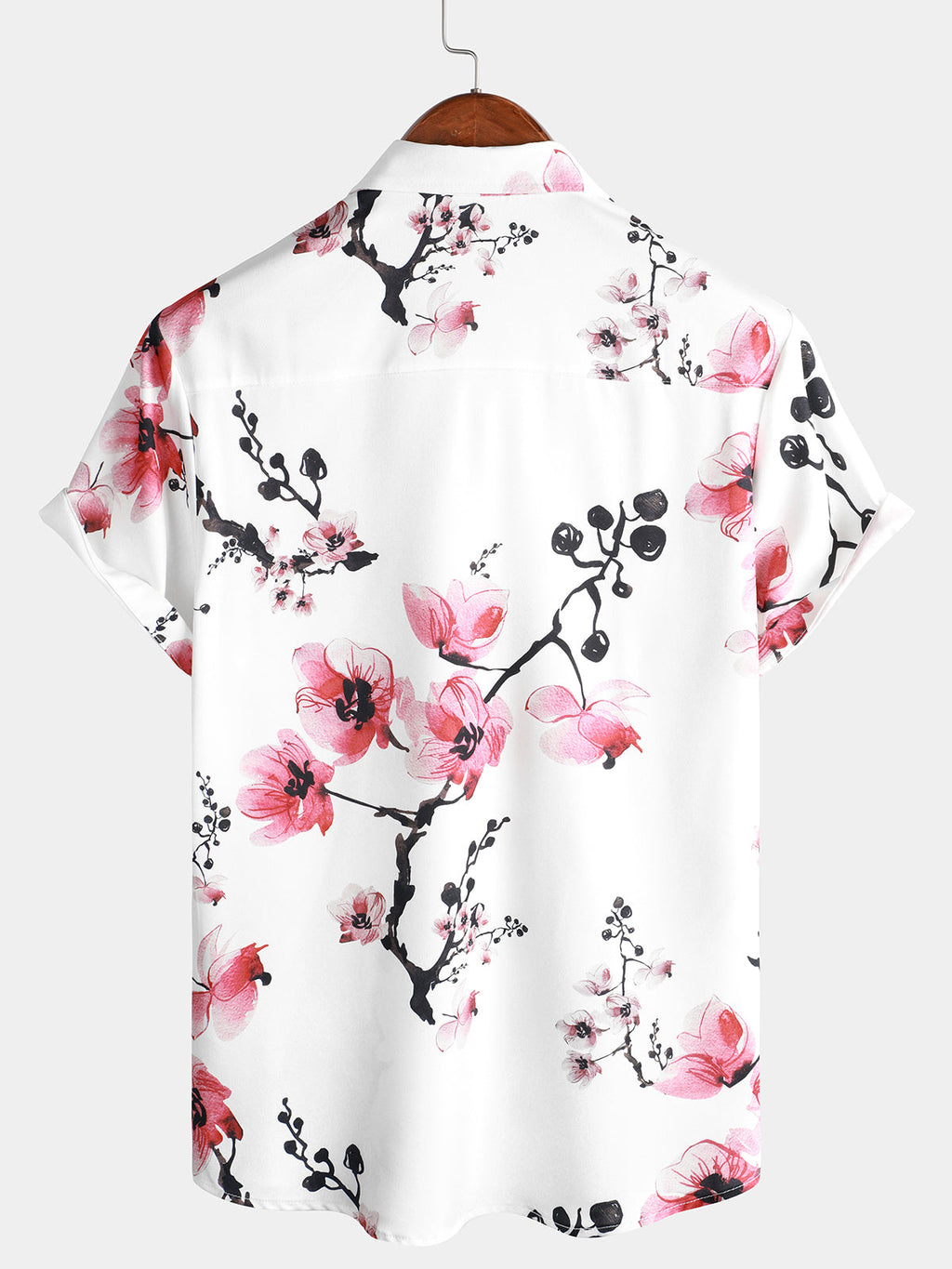 Chemise d'été à manches courtes avec imprimé floral rose pour homme
