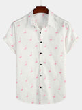Chemise à Manches Courtes avec Imprimé Flamant Rose pour Homme
