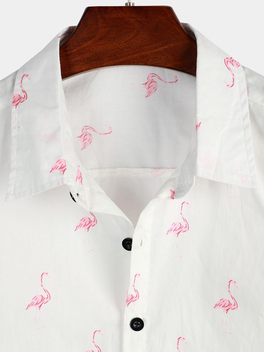 Chemise boutonnée à manches courtes à imprimé flamant rose pour homme