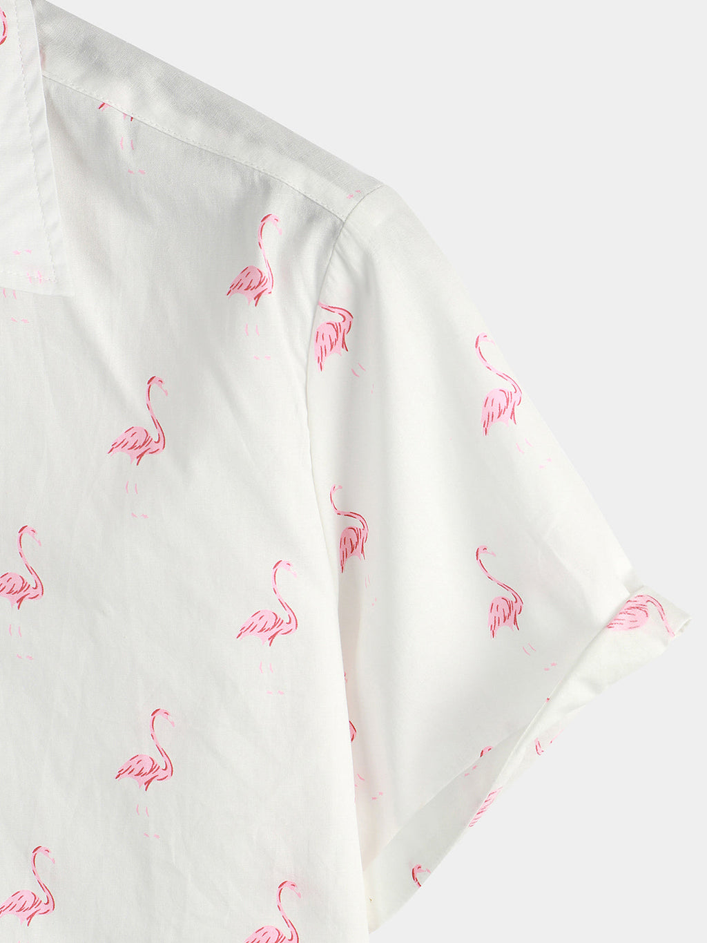 Chemise boutonnée à manches courtes à imprimé flamant rose pour homme