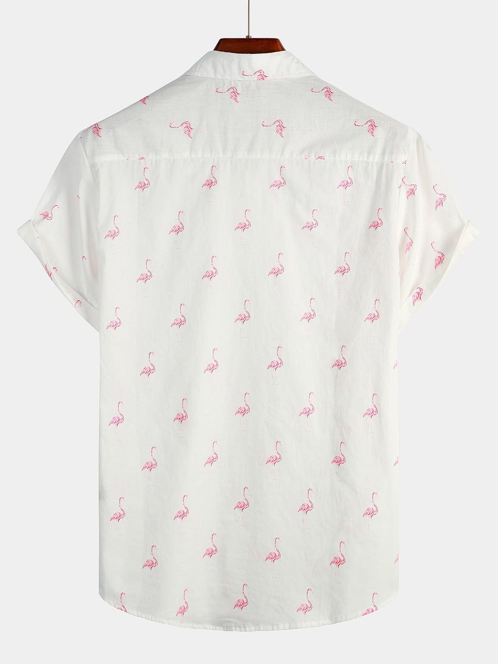 Chemise Casual Hawaïenne à Manches Courtes avec Boutons de Flamant Tropical pour Homme