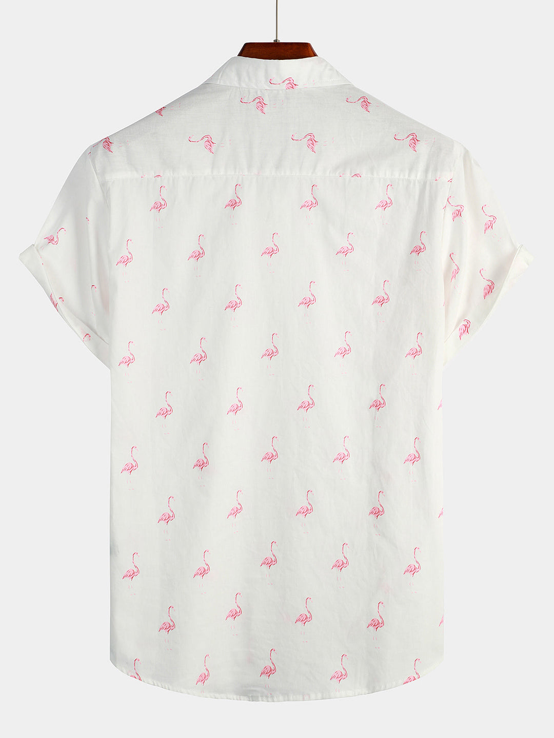 Chemise boutonnée à manches courtes à imprimé flamant rose pour homme
