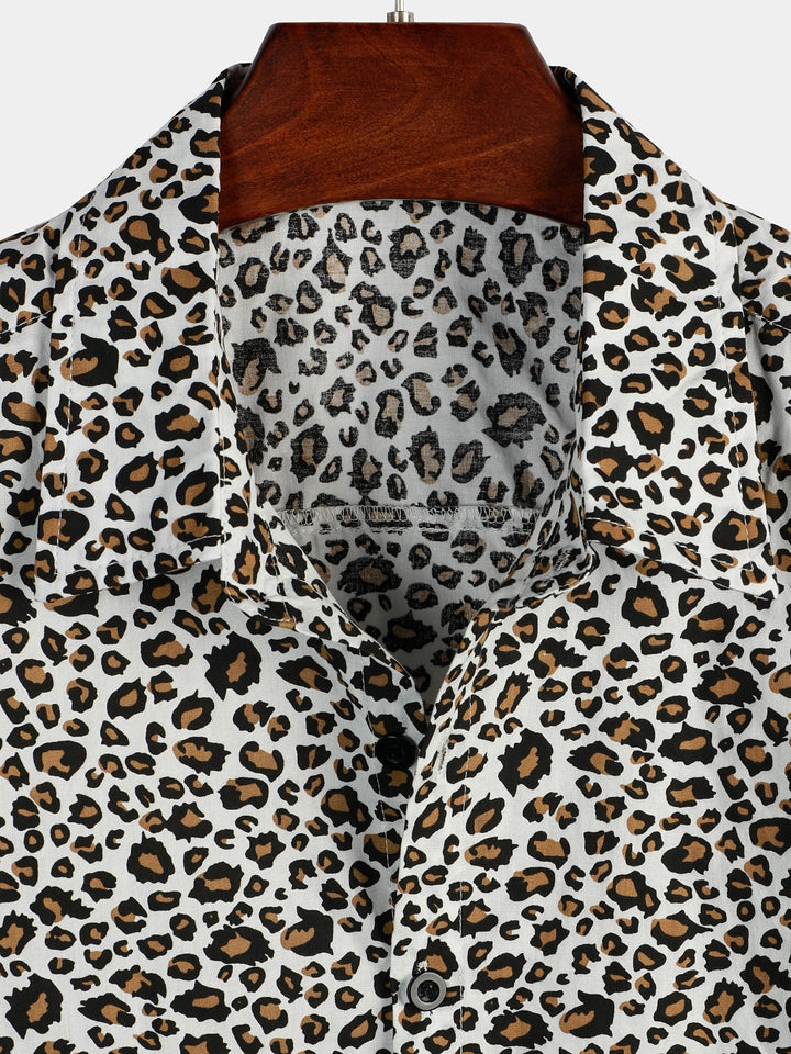 Chemise à manches courtes à imprimé léopard Rock pour hommes