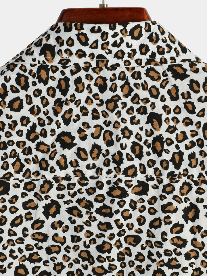 Chemise à manches courtes à imprimé léopard Rock pour hommes