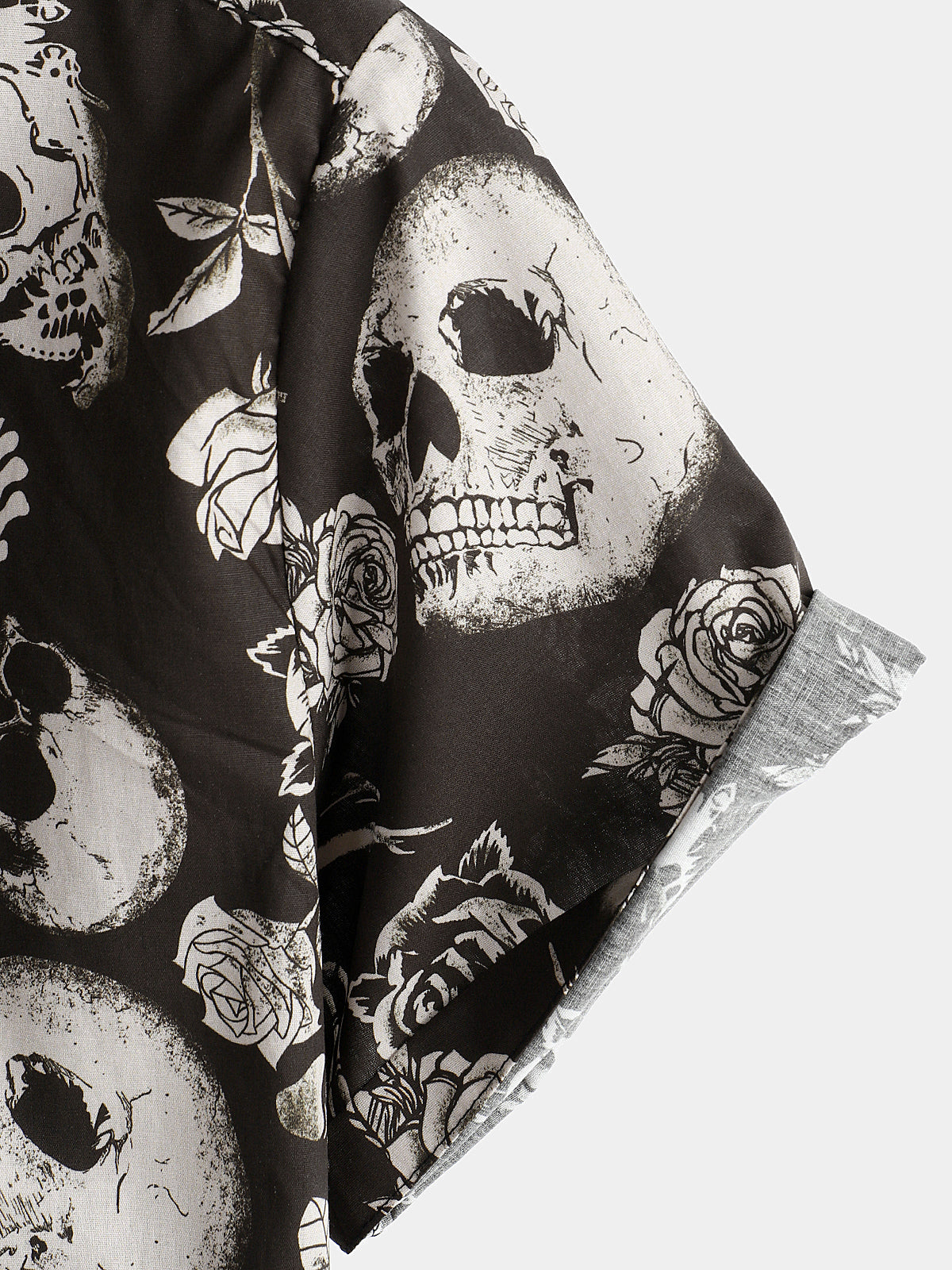 Chemise à Boutons Cool de Crâne Rose Floral pour Homme, Punk Rock and Roll