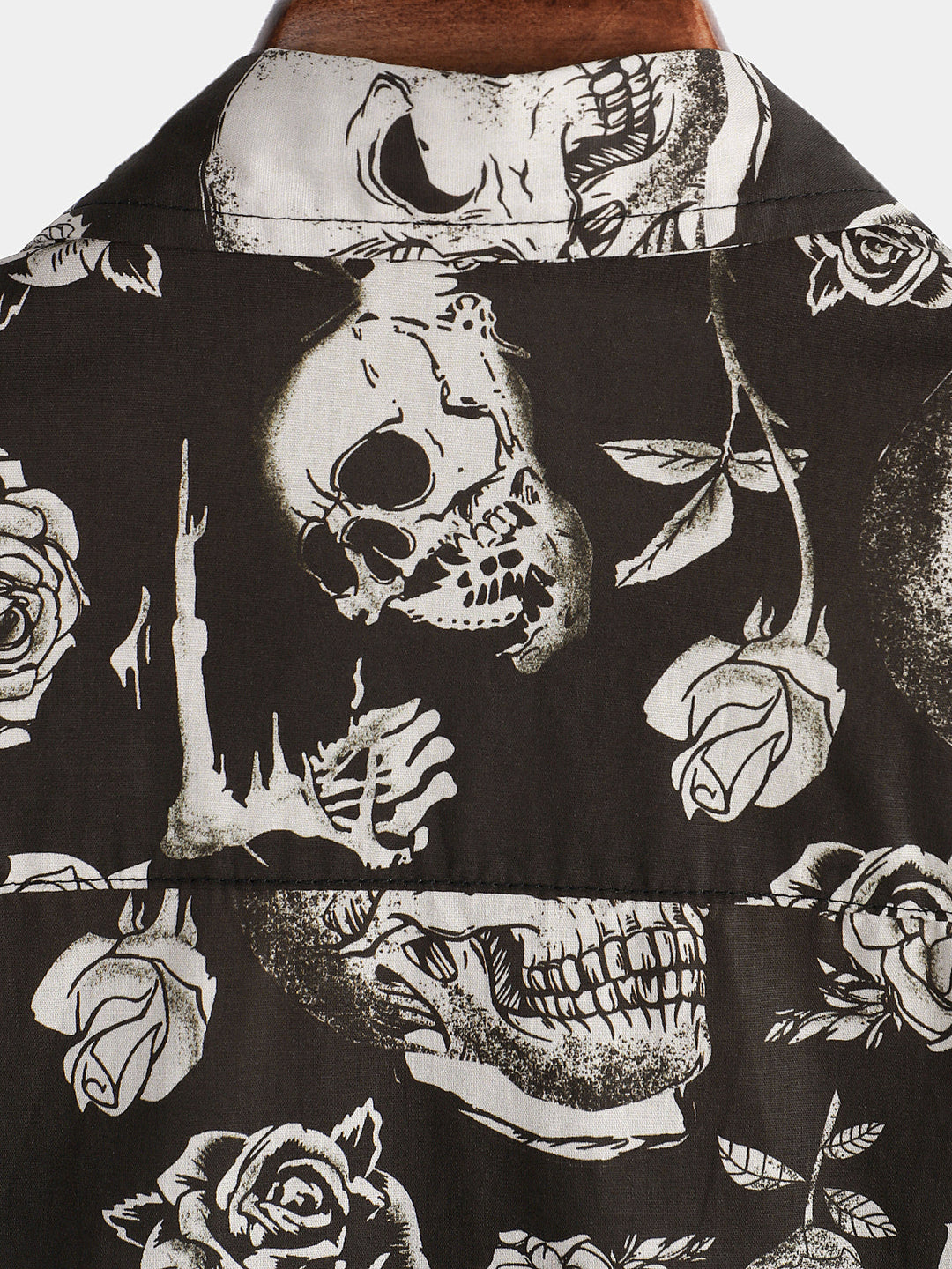 Chemise boutonnée Cool Skull Rose Floral Punk Rock and Roll pour hommes