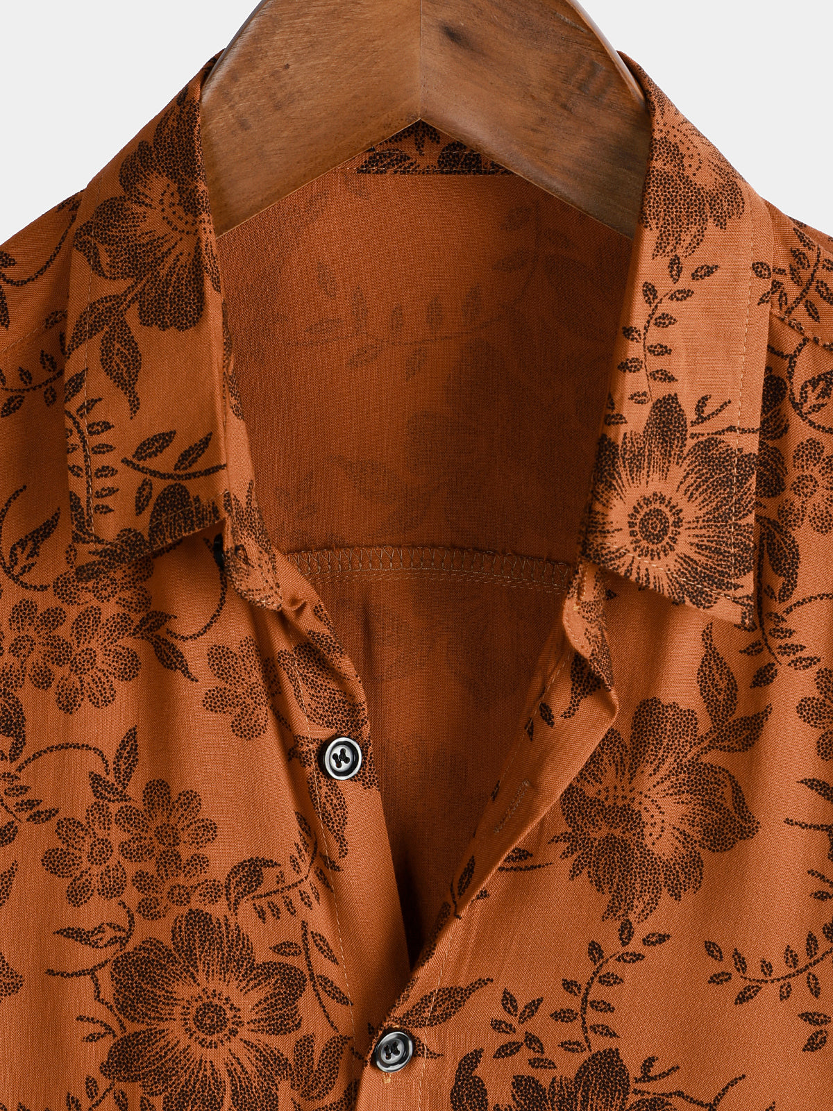 Chemise boutonnée à manches courtes respirante à imprimé floral marron pour homme
